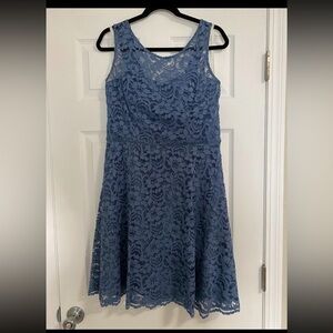 David’s Bridal Blue Lace Short Dress